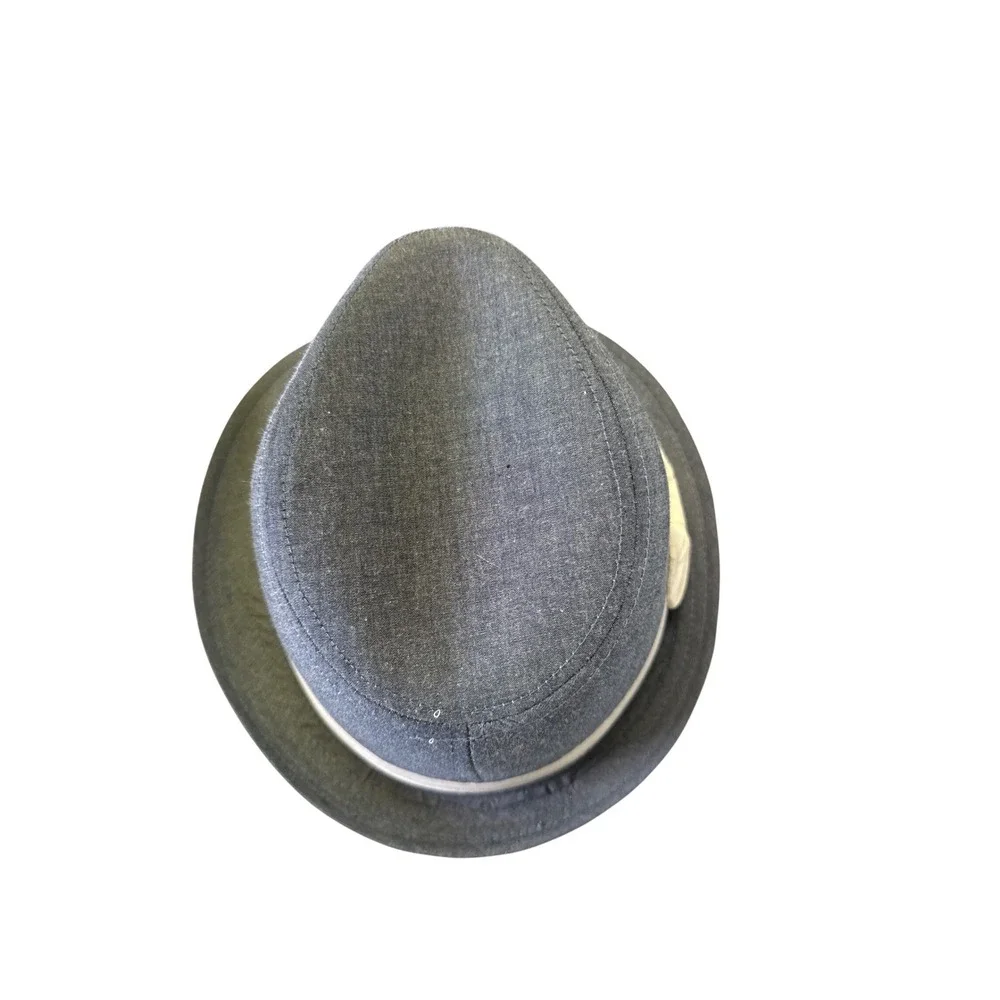Fair Weather Accessories Mens Grey Chambray Fedora Hat with Cream Bow Band OS